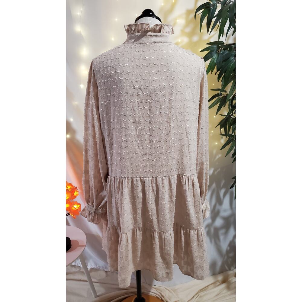 H&M NWT Tiered Ruffle Cream Victorian Cottage Prairie Midi Dress Womens Size 14 - Picture 4 of 11